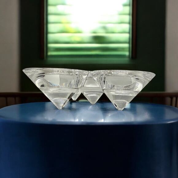 Modern Crystal Votive Candle Holder–5 Cone Geometric Design–Glass Tealight - Picture 6 of 9